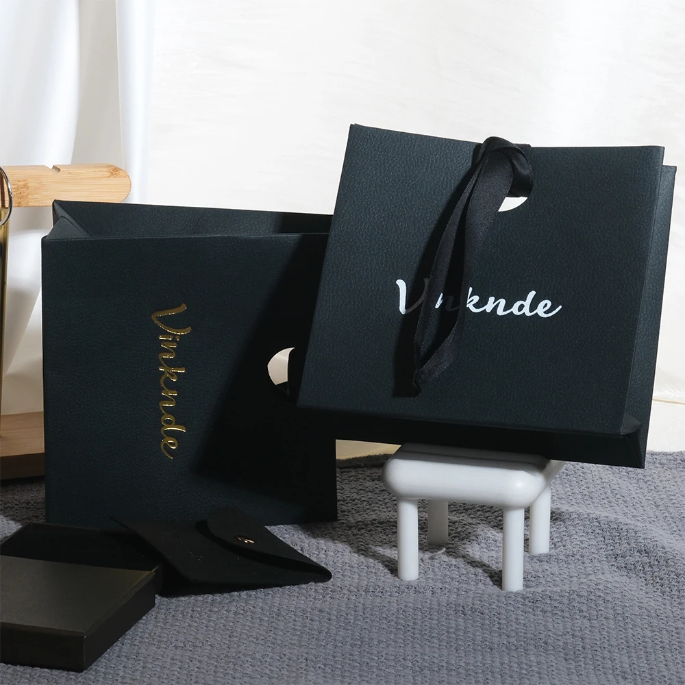 شعار مخصص مجوهرات فاخرة ورقة حقيبة يد دائم ليتشي نمط ورقة الشريط التبعي قلادة حلقة العطور هدية التعبئة والتغليف حقيبة #3