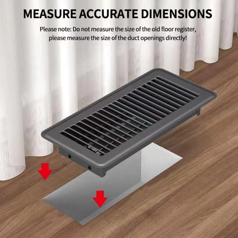 Registro da pavimento 4X10 pollici, coperture per sfiato da pavimento Coperture per sfiato regolabili per pavimento domestico con rete di sfiato magnetica da 2 pezzi