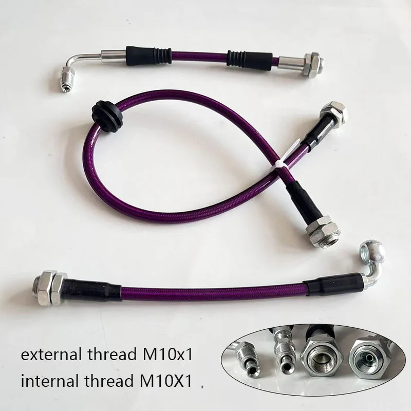 Stainless Fittings M10X1  AN3 Steel Wire Weaving Hydraulic Brake Hose Automotive Clutch Oil Line Pressure Corrosion Resistance