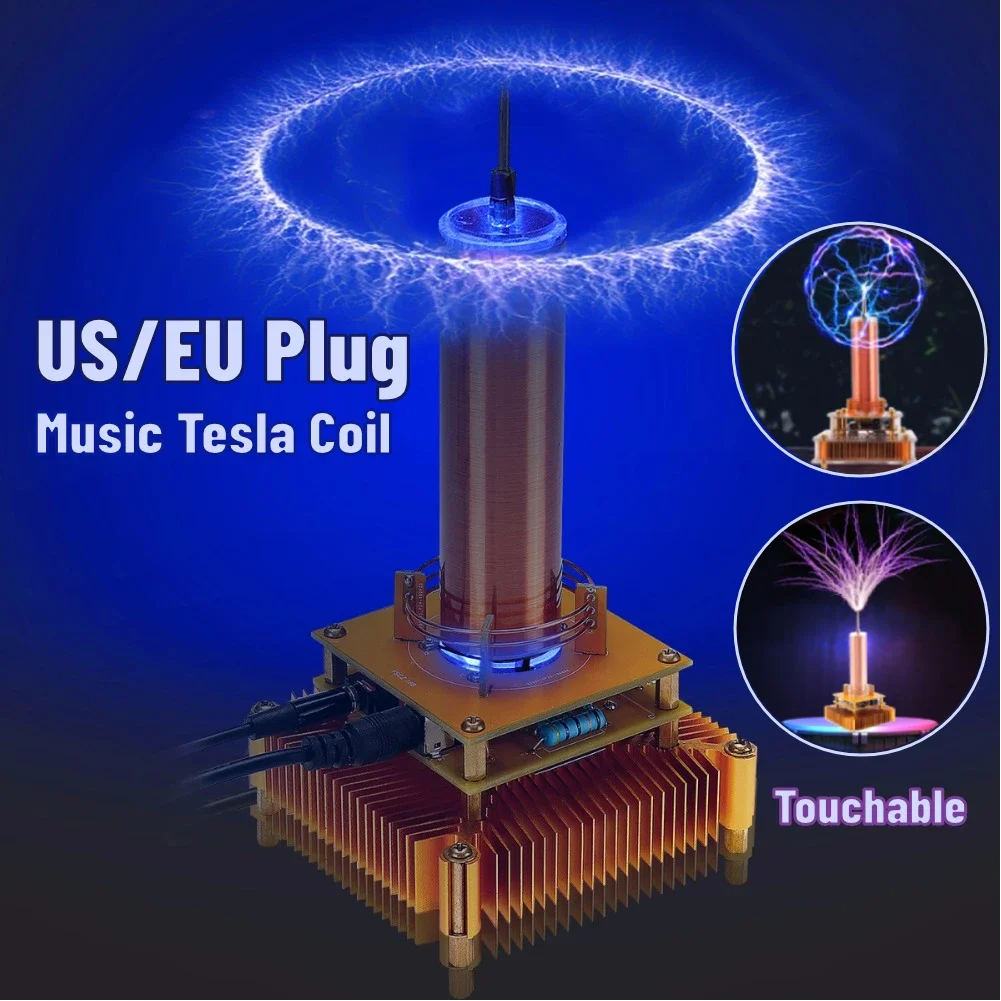 DC8-32V Tesla Music US/EU Plug Arc Plasma Speaker Wireless Transmission Wireless Lighting for Science Education