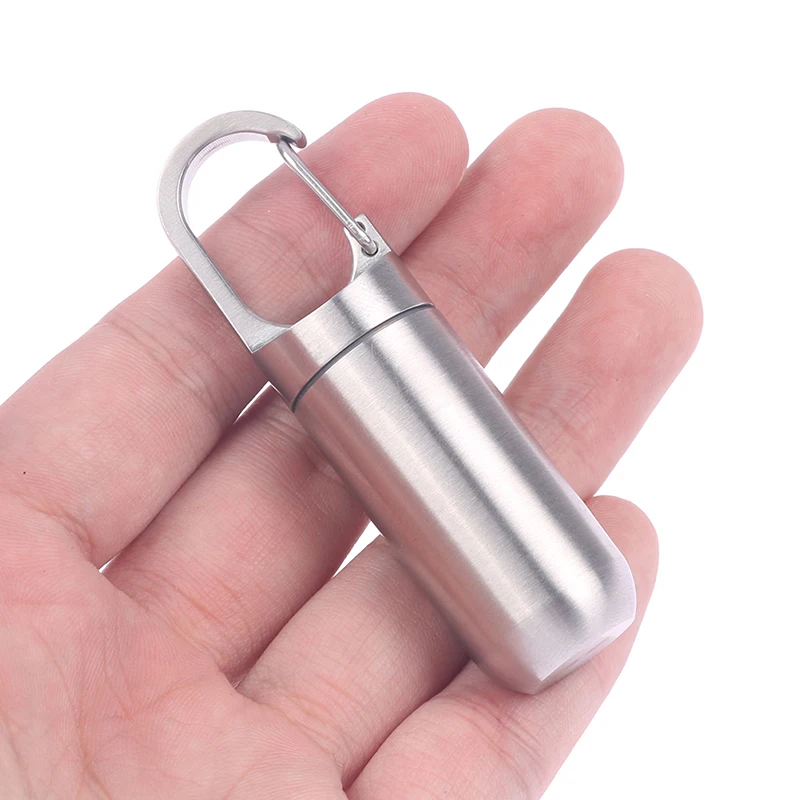 

Waterproof Mini Stainless Steel Sealed Capsule Pill Box Camping Firstaid Pendant Travel Outdoor Portable Pill Case Organizer