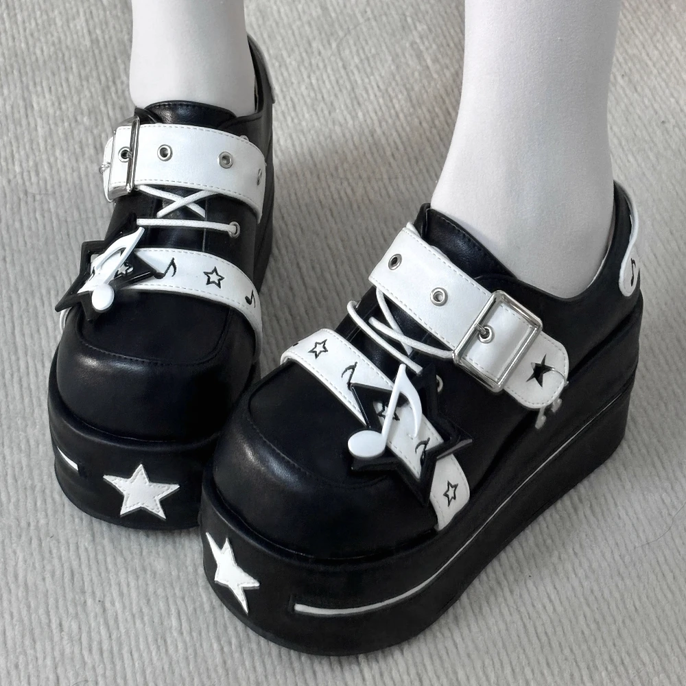 Original Subculture Japanese Women's Shoes Round Head Platform Shoes Punk Hottie High Heels Pumps Sweet Single Shoe