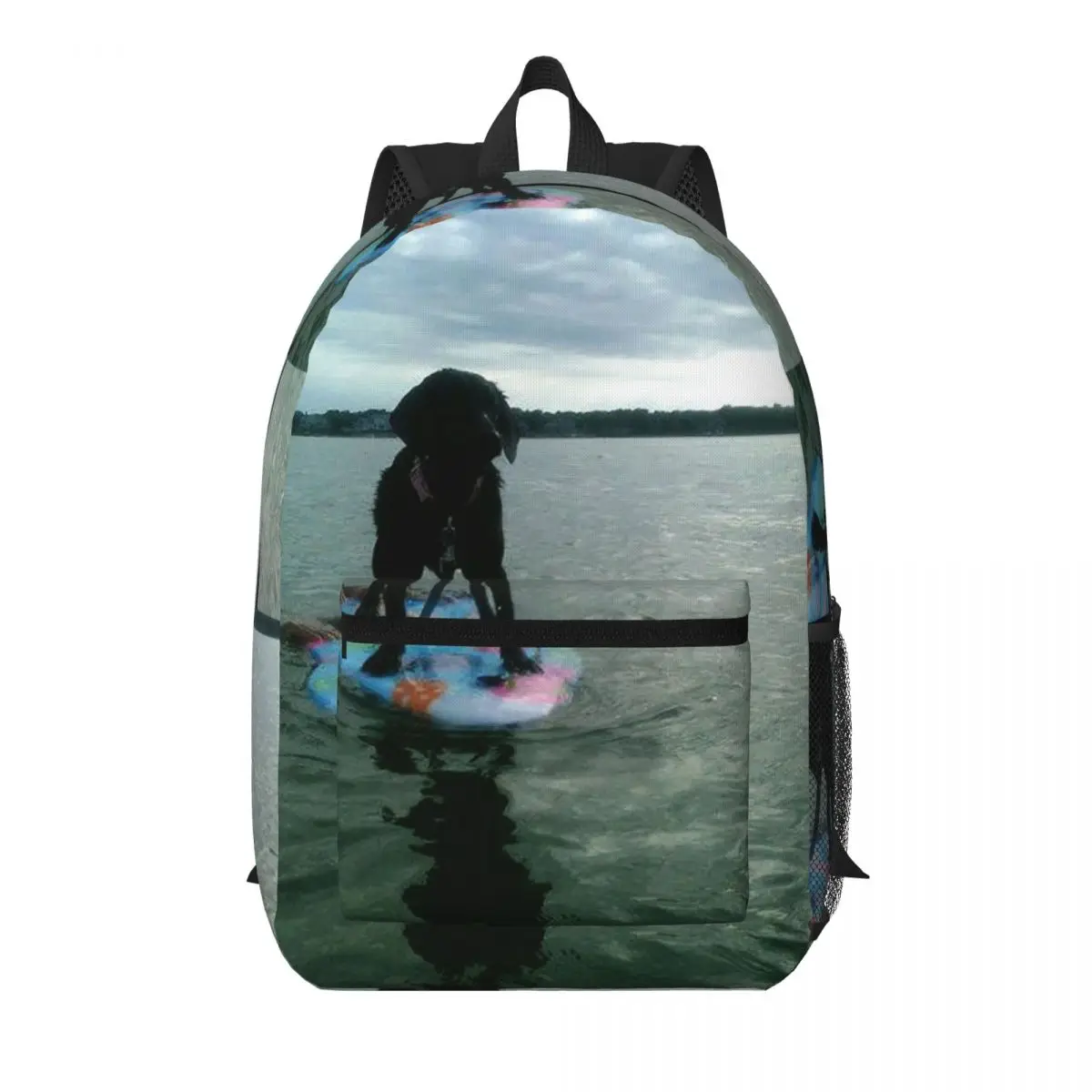 

Black Labrador Beach Surfing Student Backpack School Bag Hiking Travel Daypack for Boys Girls Bookbag Shoulder Bags