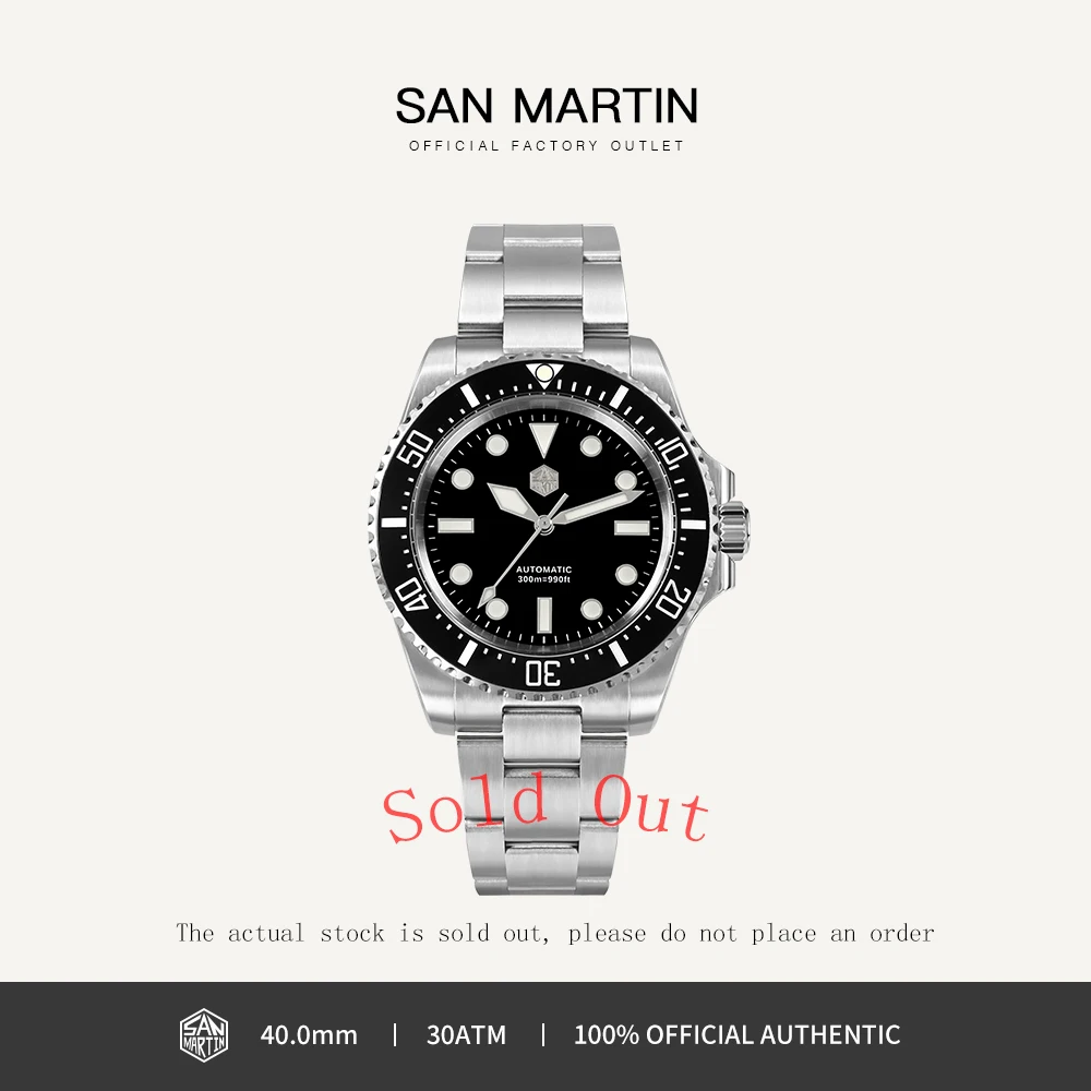 

San Martin Luxury Men Diving Watch Business Ceramic Bezel NH35 Automatic Mechanical Watches for Man BGW-9 30Bar Luminous SN0111