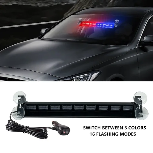 Luz estroboscópica para coche, lámpara de señal de advertencia, baliza roja y azul, policía, bombero, parabrisas de emergencia, remolque, indicadores de vehículo, 12V24V
