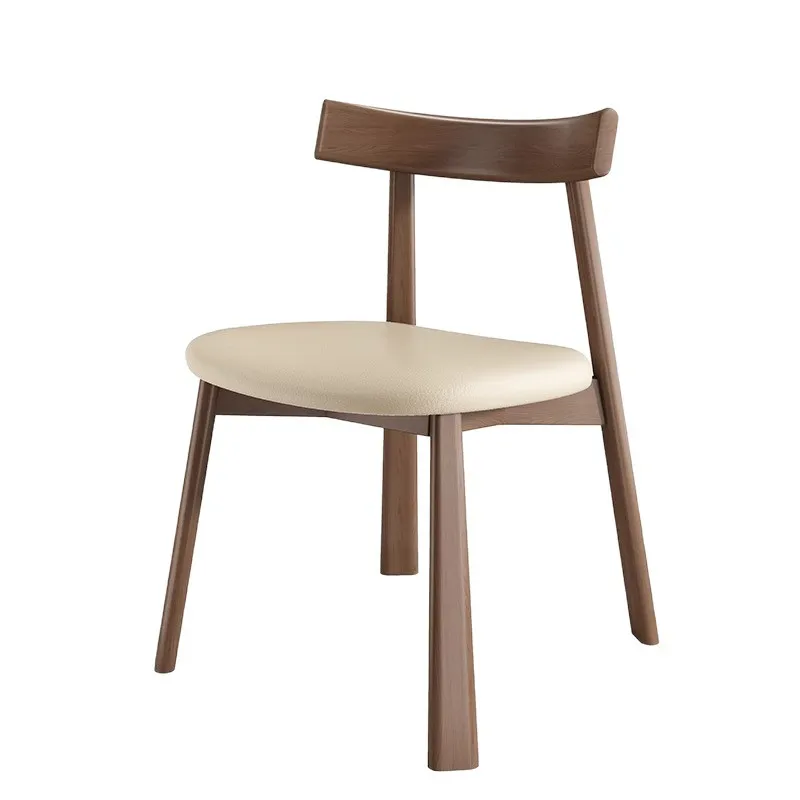 Italian minimalist walnut solid wood dining chair living room modern simple backrest chair high-end hotel stool