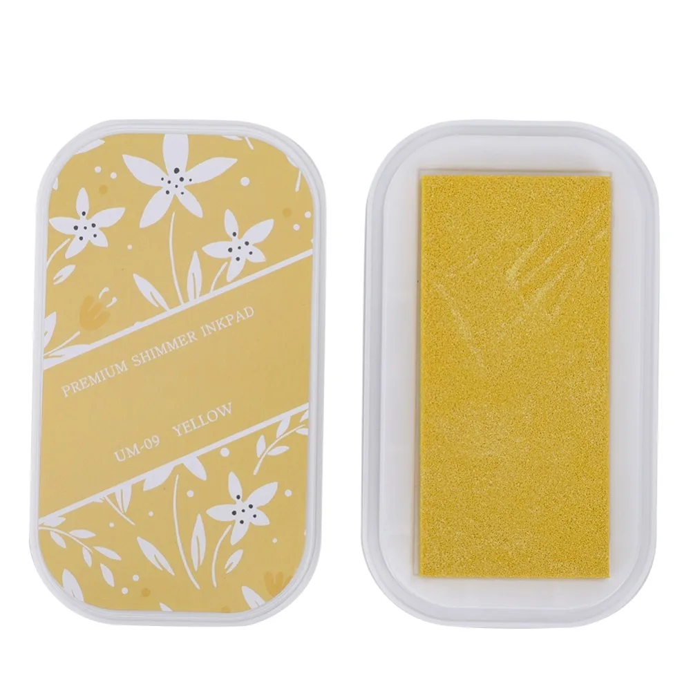 Almohadilla de tinta fácil de imprimir de 9.5 x 5.5 x 2 cm, almohadilla de tinta metálica perlada para bricolaje, almohadilla de tinta brillante para manualidades en papel