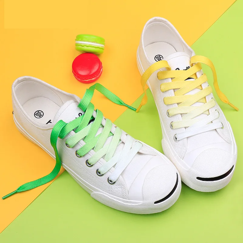 1 Pair Of Colored Canvas Silk Shoelaces Candy Gradient Shoe lace Solid Color Party Shoe laces Children\'s And Adult Shoestrings