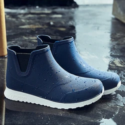 Rubber Boots for Men Waterproof Rain Shoes for Fishing Husband Galoshes Kitchen Work and Safety Shoes Man Ankle Boot Footwear