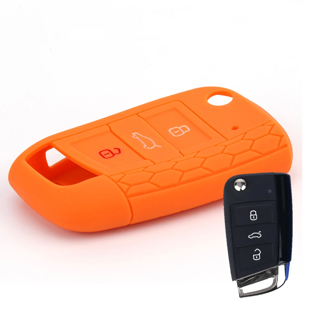1 قطعة غطاء مفتاح السيارة سيليكون لشركة فولكس فاجن بولو جولف 7 السابع GTI GTD GTE R