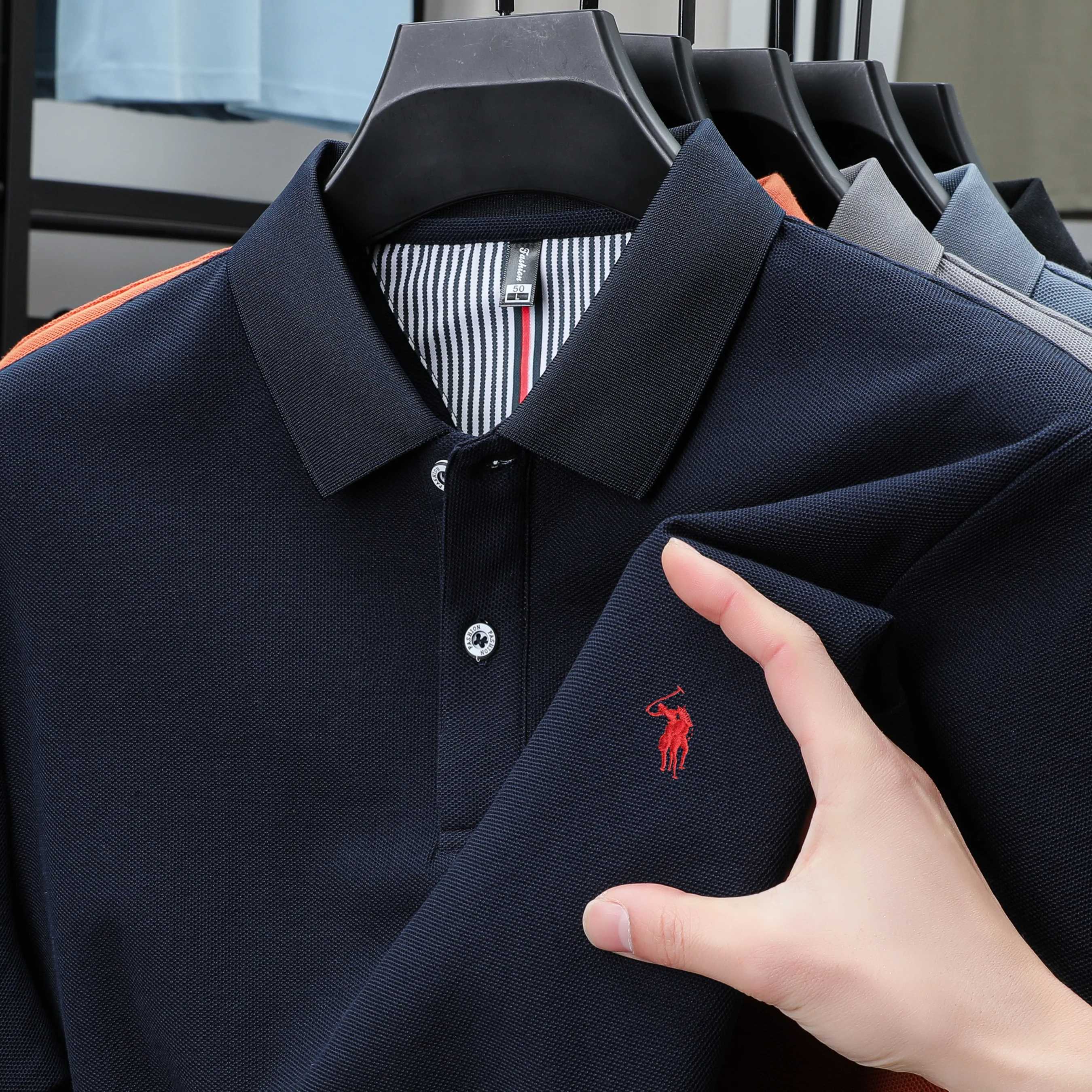 Polo d'été brodé à manches courtes pour homme, respirant et à séchage rapide, idéal pour le quotidie