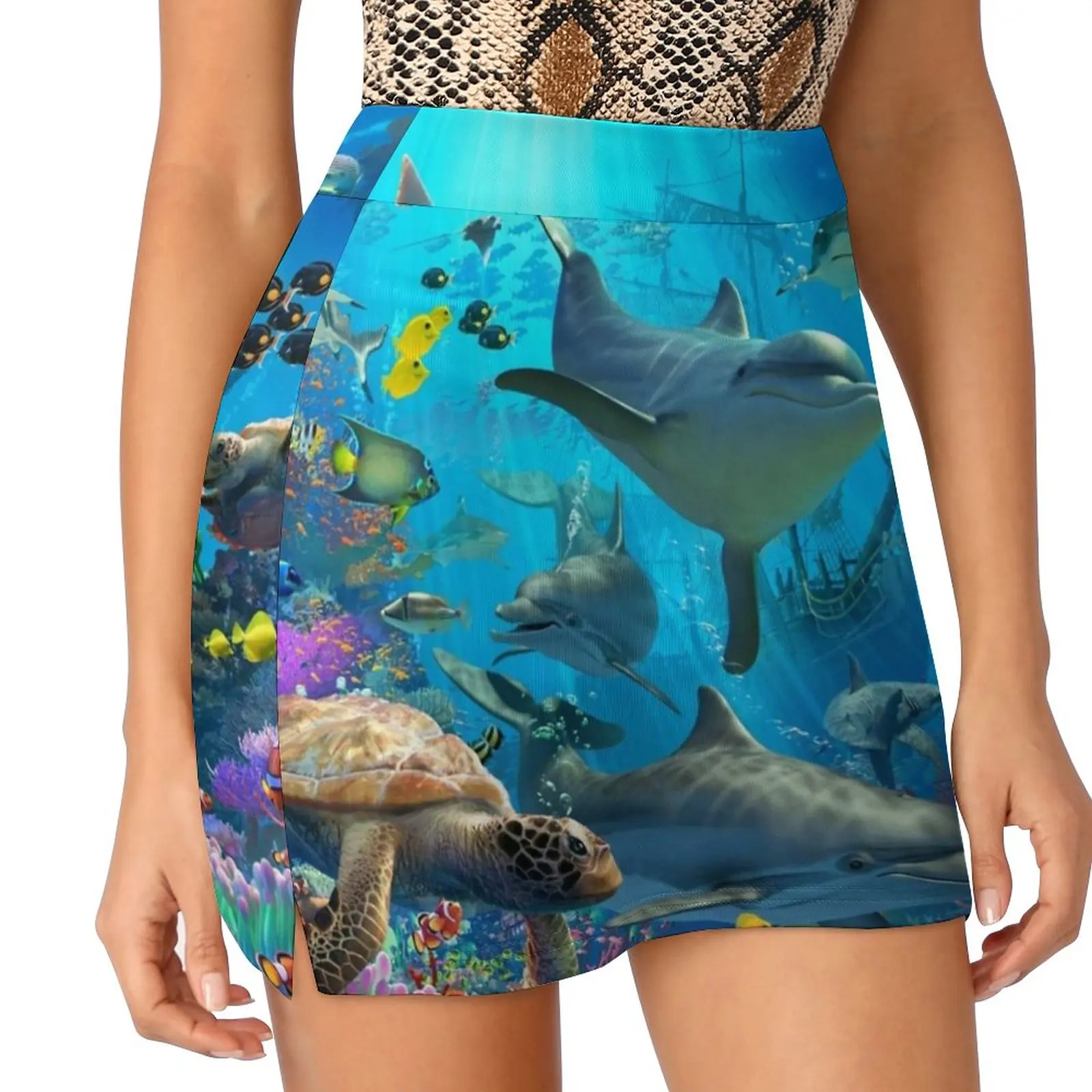 Dolphin Playground Women's skirt Aesthetic skirts New Fashion Short Skirts Dolphins Dolphin Dolfin Turtle Sea Turtle Clown Fish