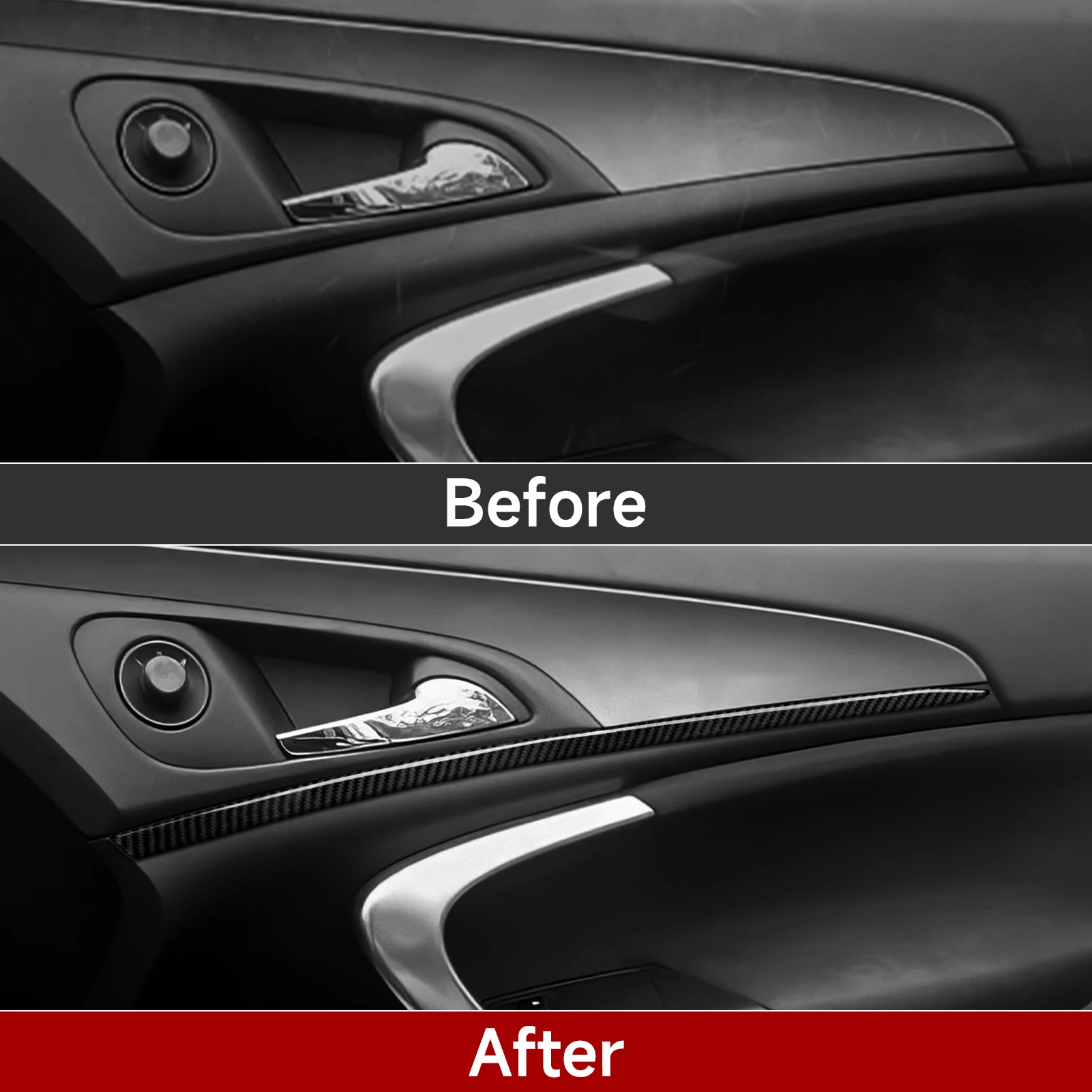2pcs Carbon Fiber Interior Sticker Set. Car Door Decorative Strips Panel. For Opel Insignia A (2008-2013) Trim Accessories. - view 6