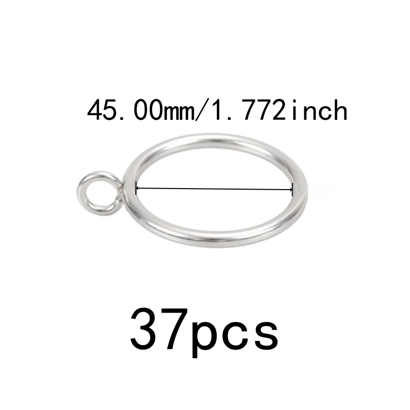 37 pcs 45mm Iron Drapery Rings, Smooth Sliding On Rod and Silver Iron Material, ideal for Bedroom Blackout Drapery