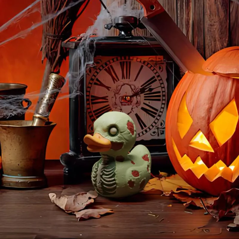 Halloween Zombie Duck Figurine Gothic Home Decor Spooky Resin Statue