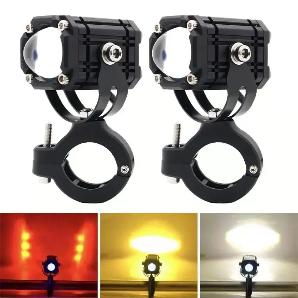 25W Power LED Motorcycle Spotlight 3570 Chip Waterproof IP67 Motorcycle Auxiliary Lamp Double Light Flash 12V 24V Dual Voltage