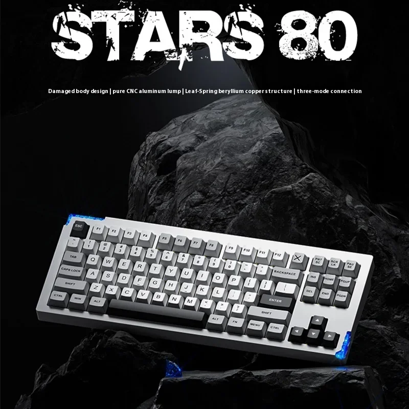 Weikav Stars80 무선 알루미늄 맞춤형 기계식 키보드 키트, 게임용 블루투스 유선 QMK VIA RGB 핫스왑 비접촉 키보드