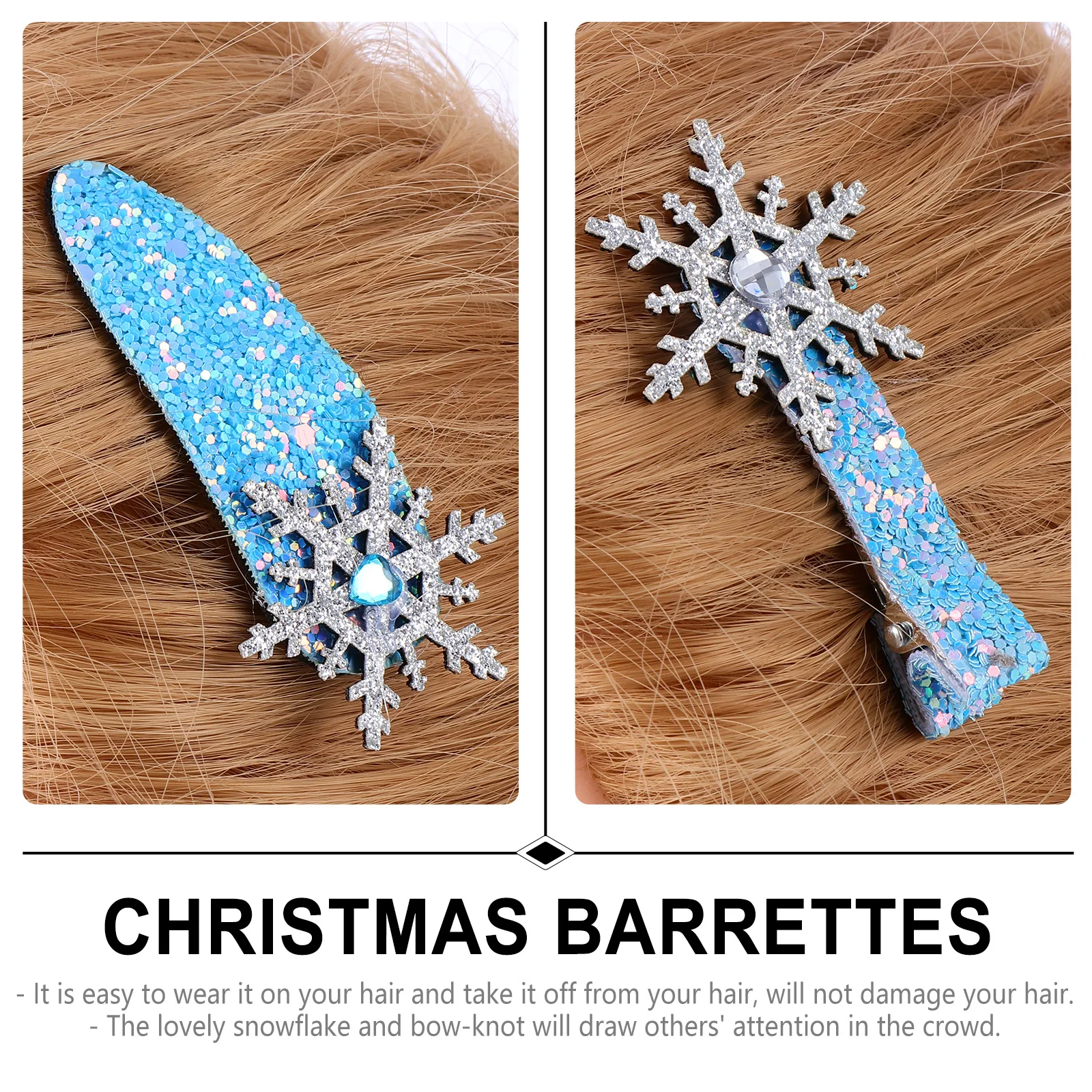 

3pcs Snowflake Hair Accessories Set Bow-knot Clips Women Christmas Daily Wear Plastic Non-damaging Long-lasting Gifts