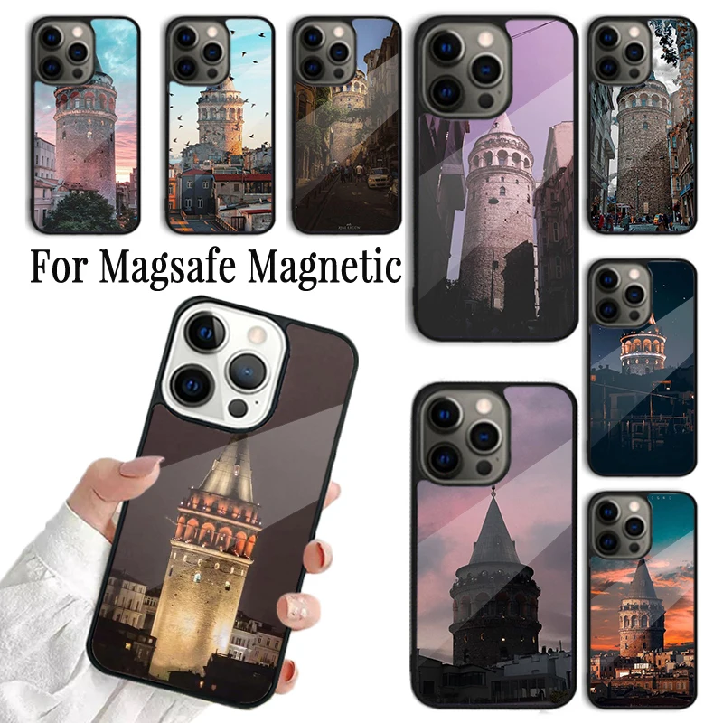 Чехол для телефона Coque для iPhone 17, Air 16e 15, 14, 13, 12, Pro Max Plus Magsafe, магнитный чехол для беспроводной зарядки, Турция, Galata Kulesi