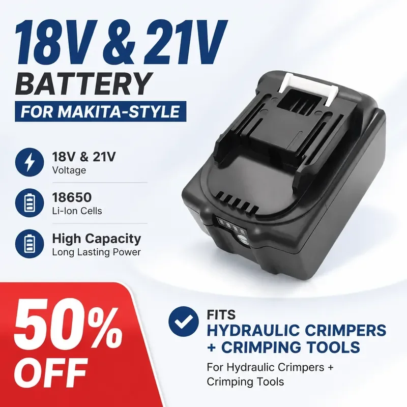 18V 5000mAh Replacement Battery Pack for Makita 18V 21V Power Tools Hydraulic Crimping Pliers Cordless Tools with 18650 Cells