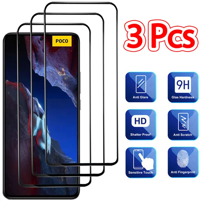 

3 Pcs, Protective Glass for Poco F5 F4 F3 5G Screen Protector Pocophone F3 Xiaomi Poco F4 GT Tempered Glass Poco F5 Pro Glass