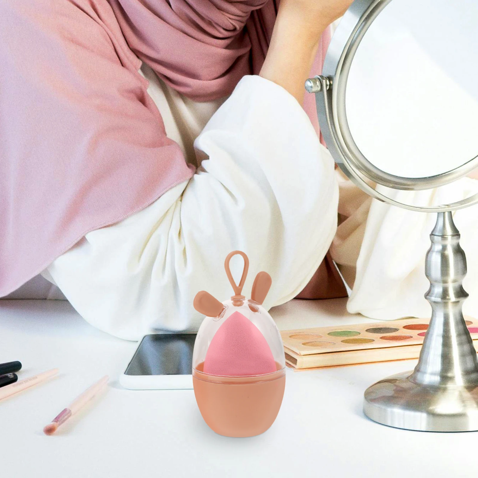 

3pcs Makeup Sponge Holder Beauty Egg Storage Box Silicone Supplies Powder Puff Case Travel Container Dustproof Rabbit
