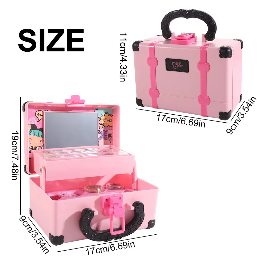 Batom crianças maquiagem brinquedos sombra de olho portátil crianças conjunto de beleza cosmética não tóxico presente aniversário crianças kit de maquiagem