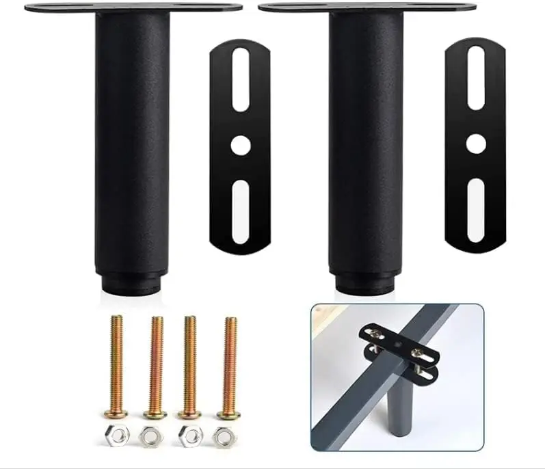 

2 PCS Adjustable Bed Support Legs for Bed Frame, 5.9-9.8 Metal Furniture Cabinet Kitchen Adjustable Feet, Bed Center Slat Heavy