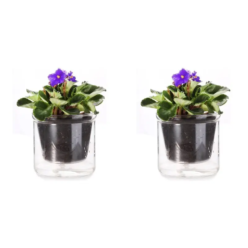 

2 шт. 4-дюймовый самополивающийся горшок, африканский фиолетовый горшок, стеклянный горшок для полива нижнего полива для комнатных растений и клягации
