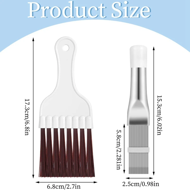 ABPP-5 en 1 Juego de peine de aleta de condensador de aire acondicionado, limpiador de bobina, peine de aleta de acero inoxidable, cepillo batidor de limpieza de evaporador