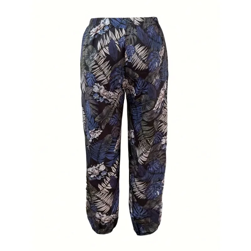 Plus Size 1XL-5XL Women's New Casual and Fashionable Printed Elastic Waistband and Ankle Binding Versatile Loose Pants