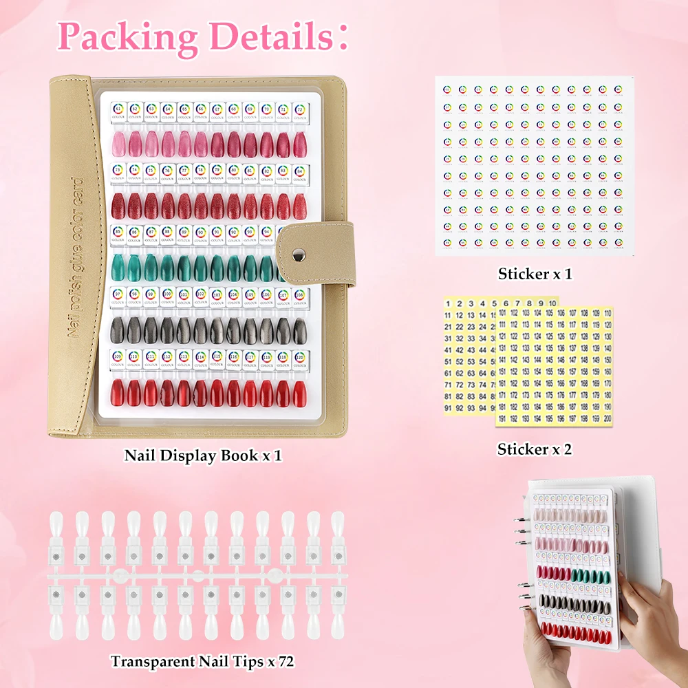 60/120 Colors Premium Magnetic Nail Swatch Book Crescent-Shaped Leather Cover Reusable Magnetic Nail Tips Removable Nail Tools image 3