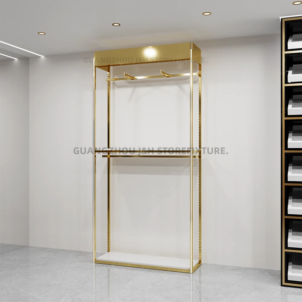 Adjustable Shelves Garment Rack  Heavy Duty Metal Clothes Rack  Simple Shape Modern Free Standing Hall Stand