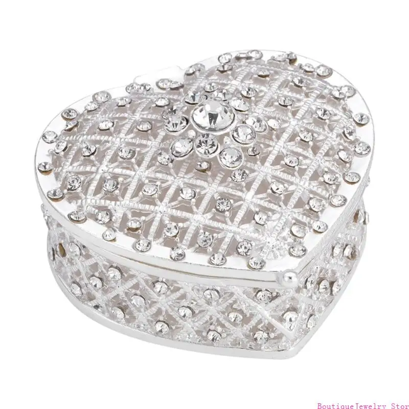 E1PE Stylish Heart Form Jewelry Presentation Box Decoration With Imitation Diamonds And Pearls