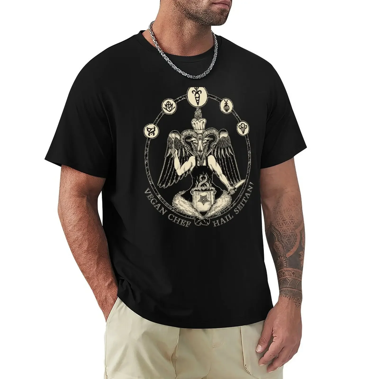 Vegan Chef Baphomet: Hail Seitan! Vegan Chef! T-Shirt sweat Aesthetic clothing sweat shirts, men