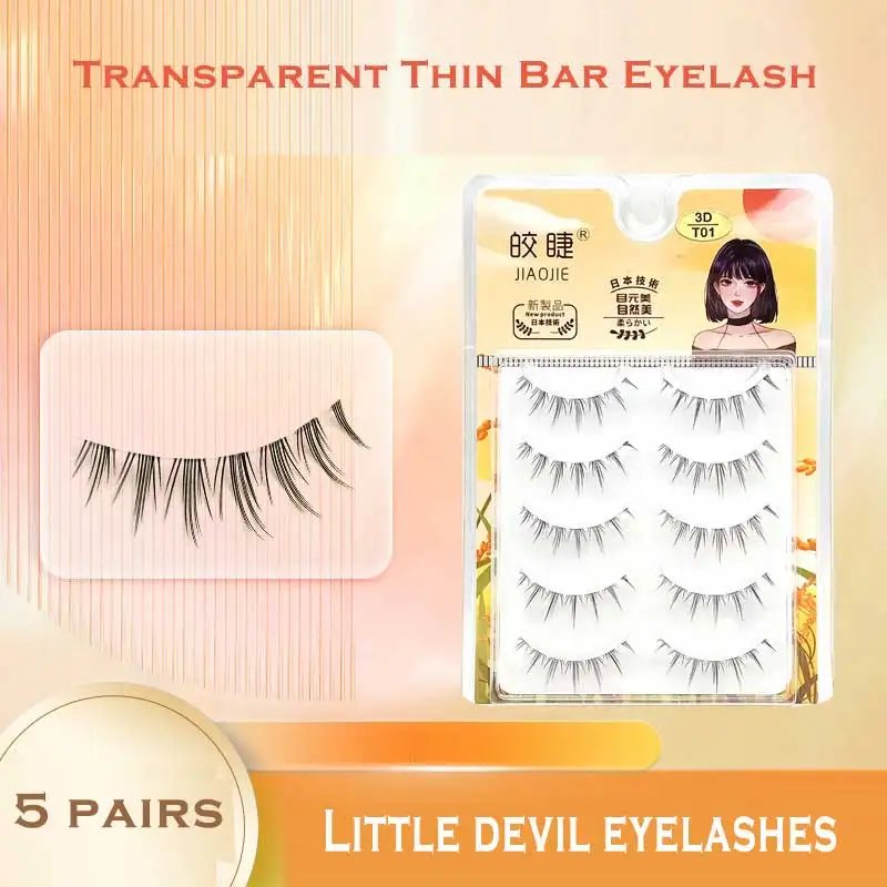 Transparent Stalk Little Devil False Eyelashes 5 Pairs of Natural Nude Makeup Cartoon COS Barbie Eyelashes Curled Up