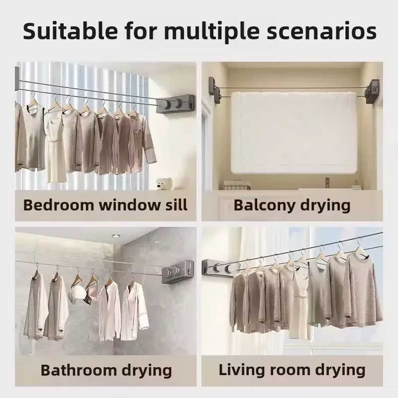 جديد 5.1 متر حبل الغسيل القابل للسحب داخلي/خارجي الفولاذ المقاوم للصدأ الملابس-تجفيف الغسيل-توفير الملابس تجفيف الرف