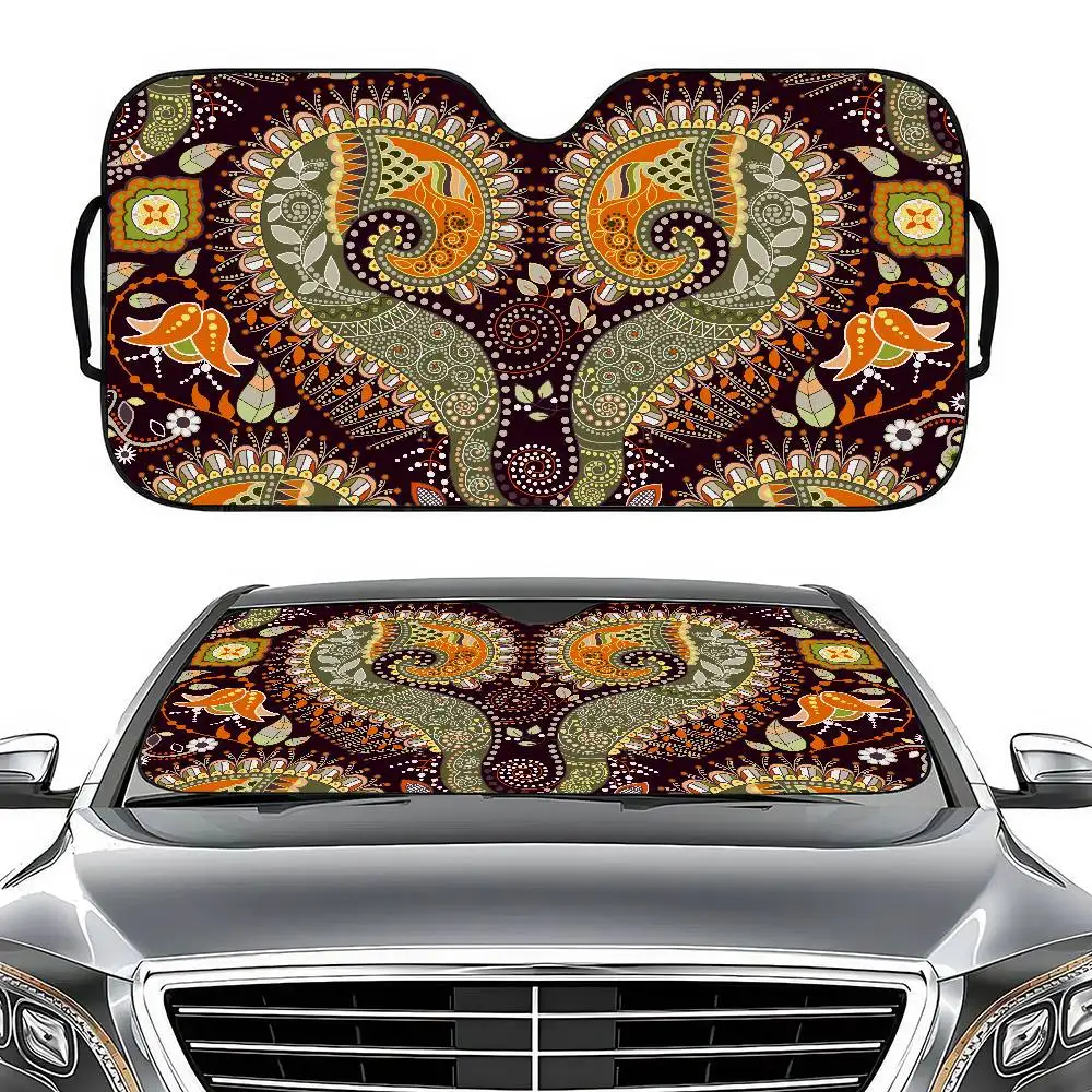 

Paisley Print Universal Car Windshield Sunshade - Sun Blocker, Interior Protection For Truck/SUV
