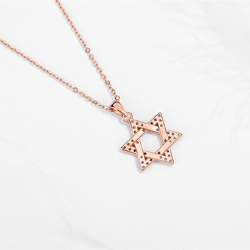 New silver necklace 925 sterling silver color hexagram necklace