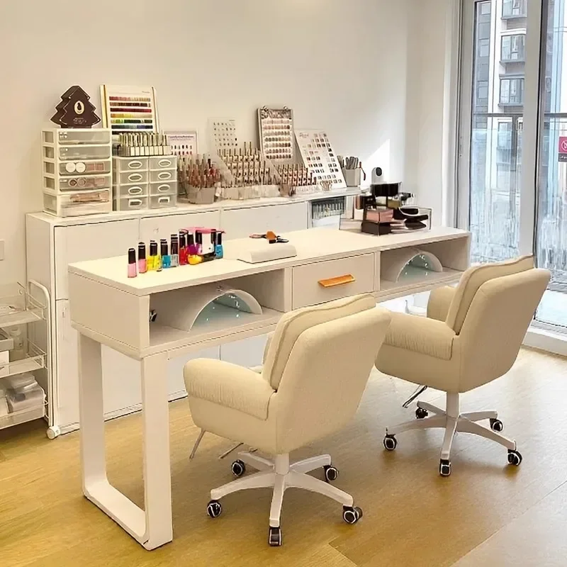 Nail art table Nail art shop special table and chair set storage Japanese manicure operation table Japanese light luxury double