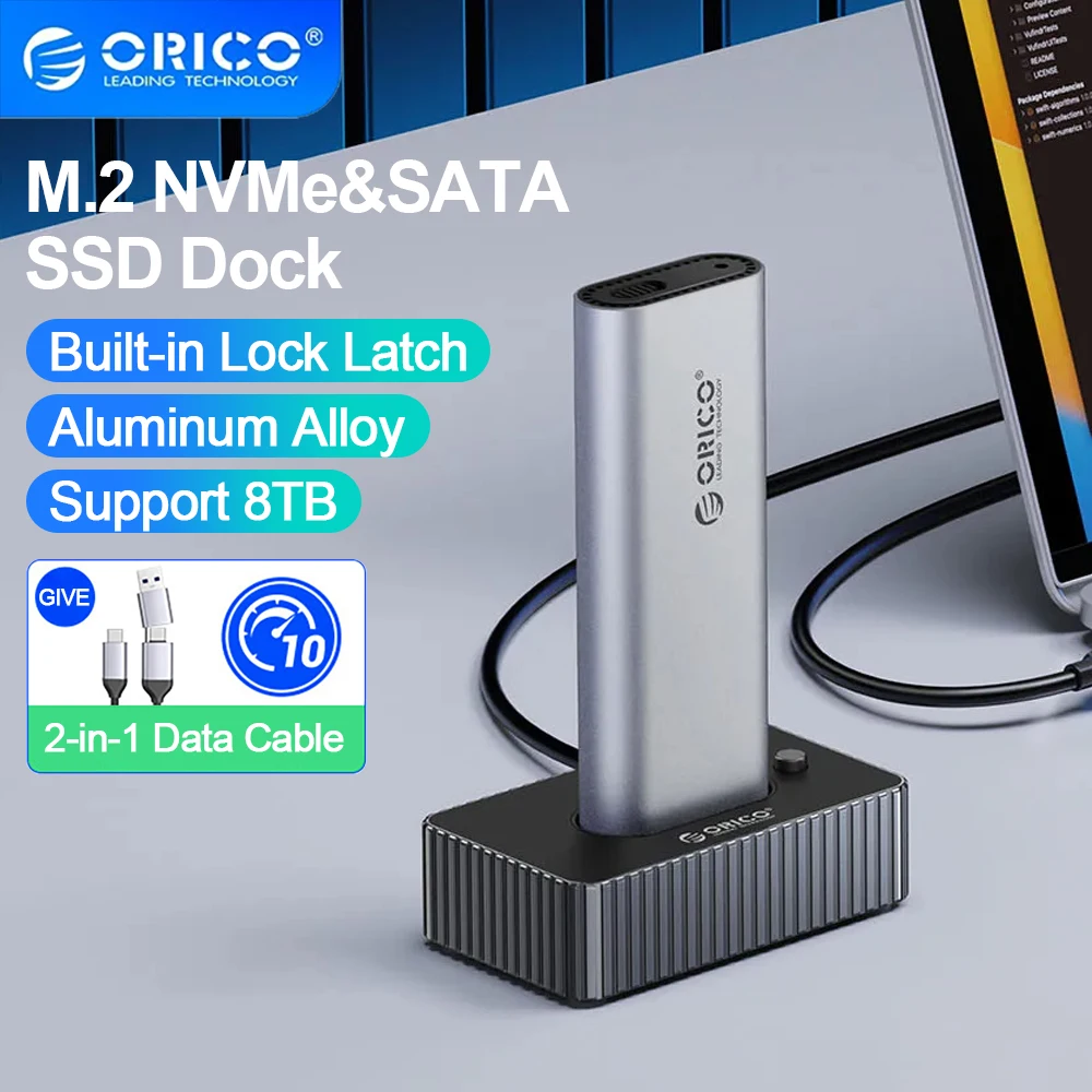 

ORICO M.2 NVMe SATA SSD Enclosure SSD Docking Station Type-C 10Gbps External Docking Base with Lock Latch Tool Free for PC Case