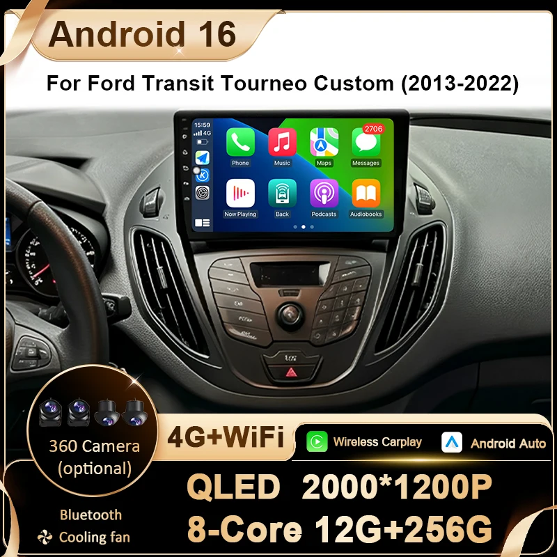 Android 16 For Ford Transit Tourneo Custom 2013-2022 Car Radio Multimedia Video Player GPS Navigation Stereo Carplay Auto