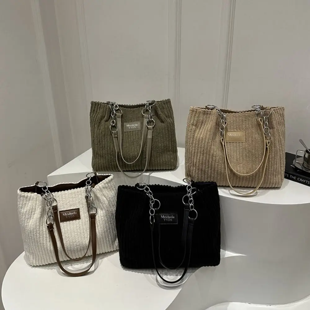 

Fashion Corduroy Shoulder Bag Casual Large Capacity Commuting Tote Bag Elegant Versatile Underarm Bag for Women