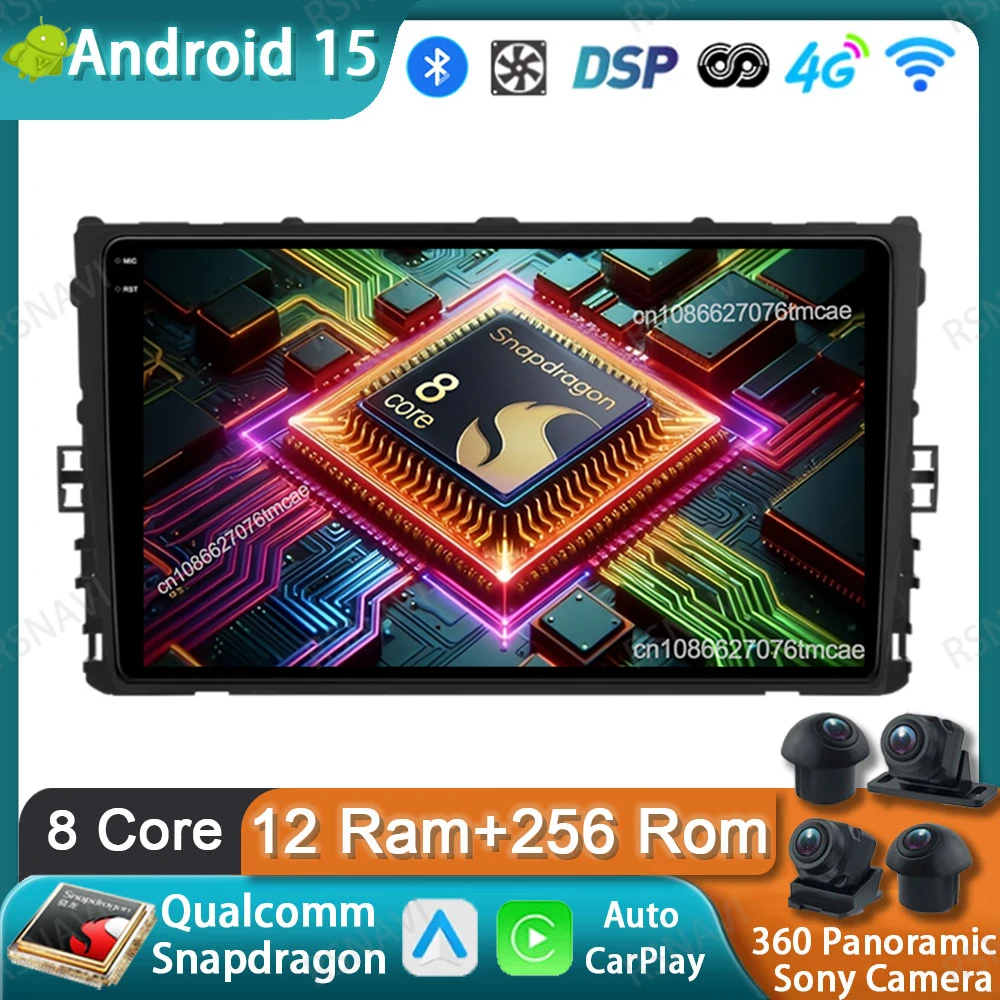 

Car Radio Android 15 For VW Volkswagen MQB Polo Plus/T-Cross/Zoals T-Kruis/T- Roc QLED Qualcomm Wireless Carplay Auto Navigation