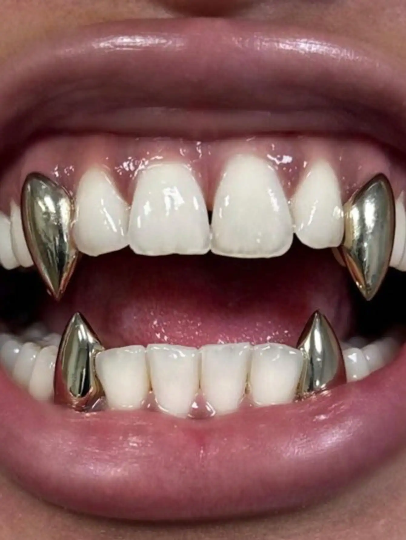 4Pcs Personalized Tooth Decoration: Smooth Surface, Small Tiger Teeth, Pointed Teeth, Upper And Lower Tooth Decoration, Vampire