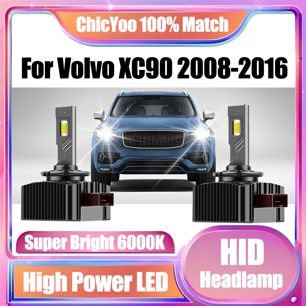 

2 шт., 30000LM, высокая мощность, 120 Вт, передние лампы, HID, ксеноновые фары, 12 В, светодиодные фары Canbus, 6000 К, белый для Volvo XC90 2008-2016