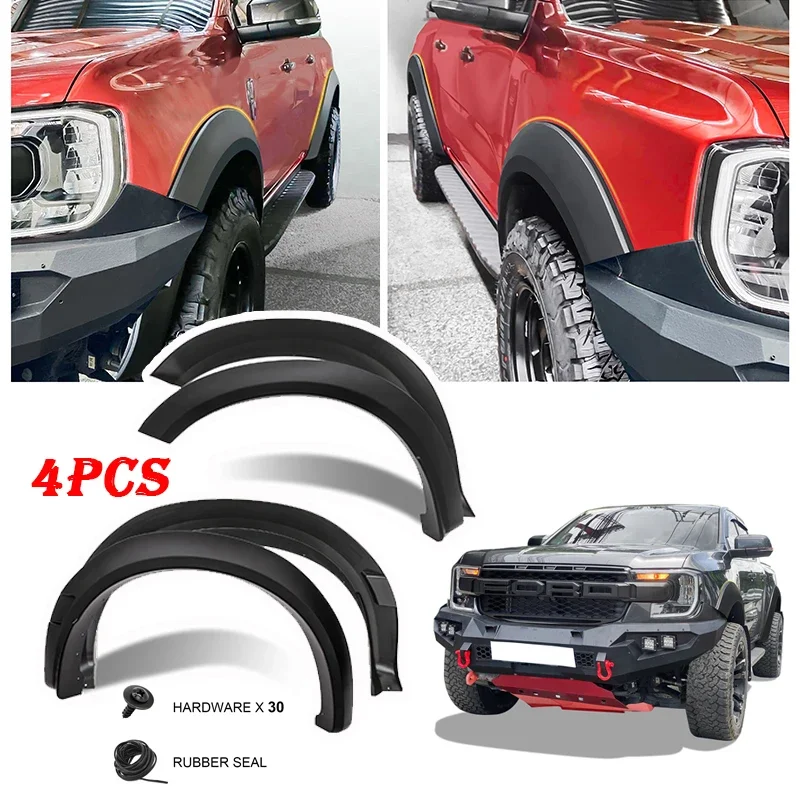 Matte Black Fender Flares Wheel Arch For Ford Ranger 2022 2023+ WILDTRAK SPORT XLT XLS XL with Front Bulbar 4x4 Car Styling