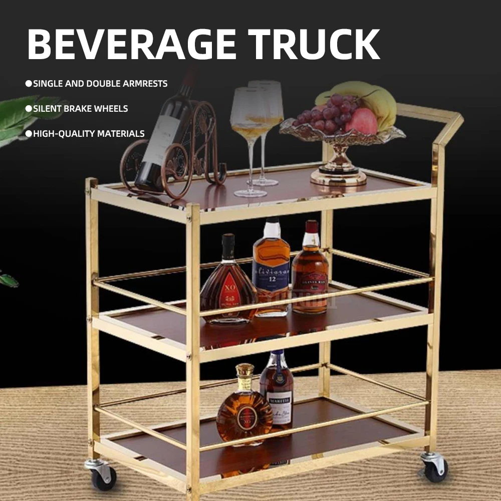 Restaurant hotel wine trolley Dining cart Movable carts for food and drinks Three layers 83*45*93cm