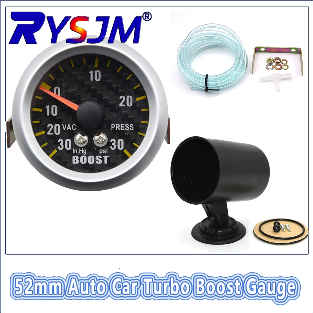 -30~30 PSI Auto Car Turbo Boost Gauge + Sensor with Gauge Pod Holder for 4/6/8 Cylinder Car Car Accessories
