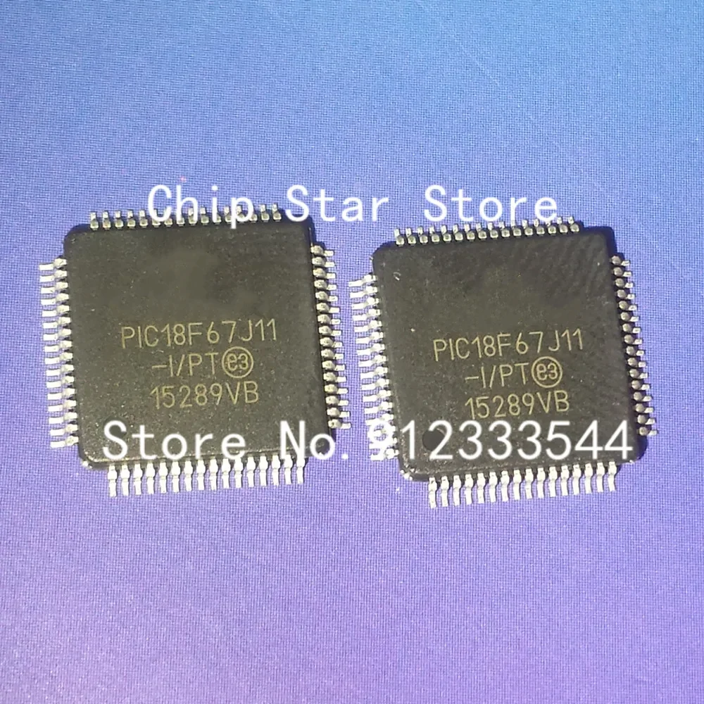 2-50pcs  PIC18F67J11 PIC18F67J11-I/PT TQFP64 8Bit MCU Flash PIC18 Family PIC18F J1x Series Microcontrollers 100%New And Original